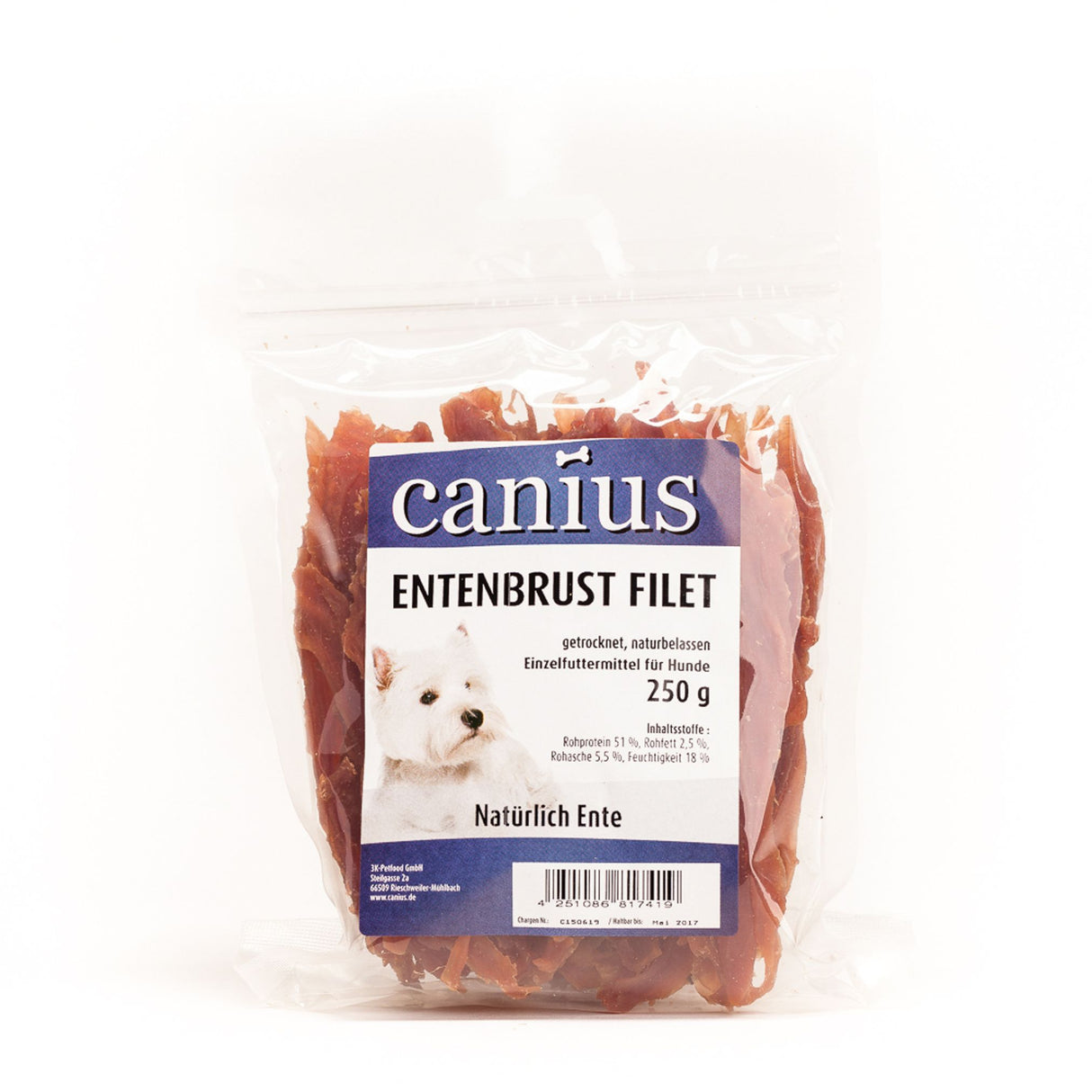Canius Leckerli Hundesnacks Entenbrust Filet 250g
