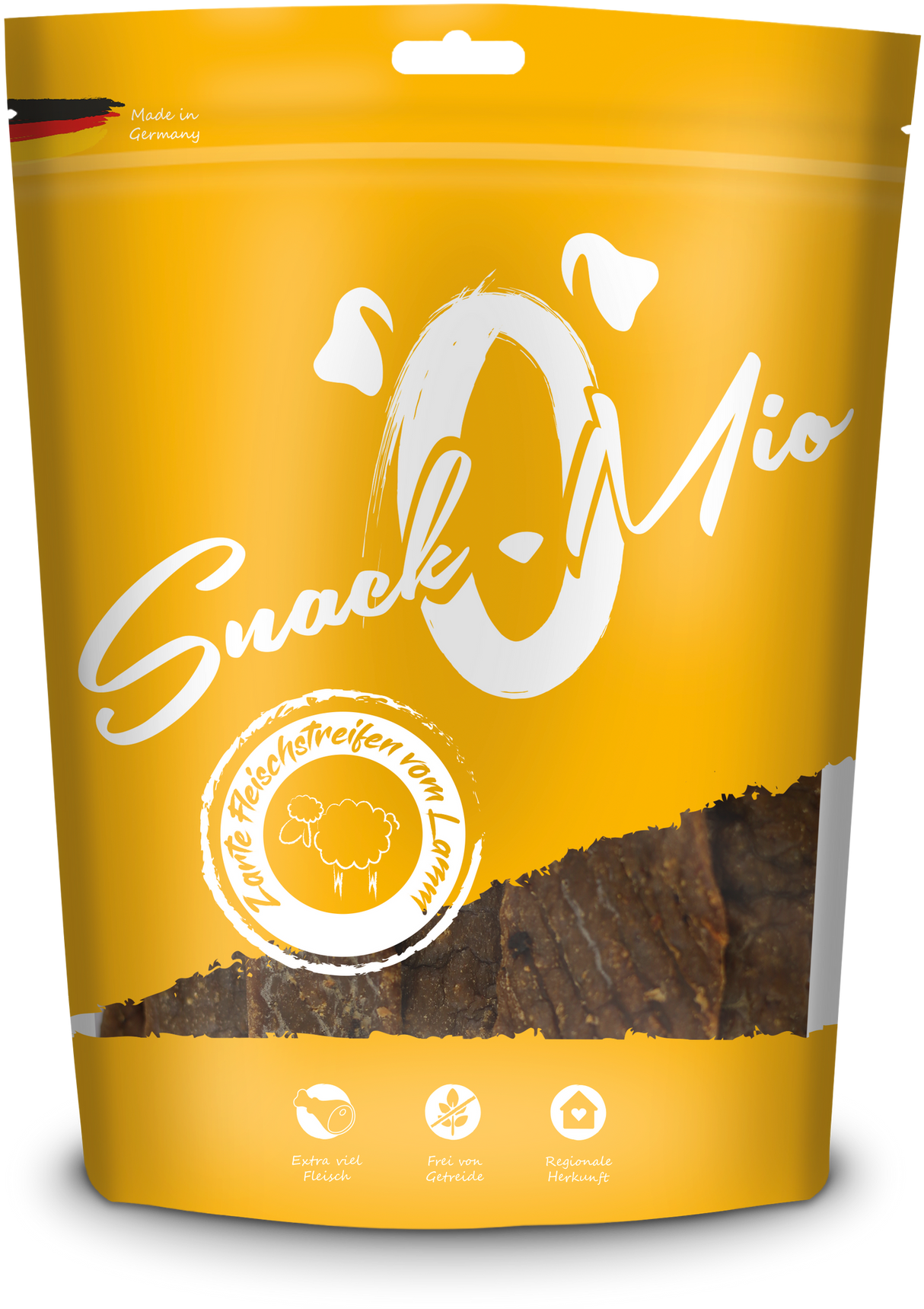 SnackOMio Leckerli für Hunde - zarte Fleischstreifen vom Lamm 125g