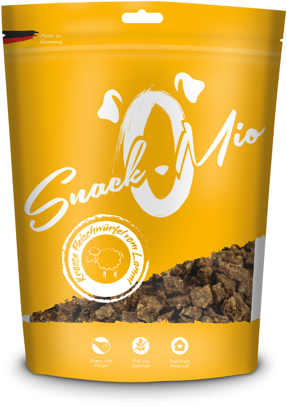 SnackOMio Leckerli für Hunde - krosse Fleischwürfel vom Lamm 125g