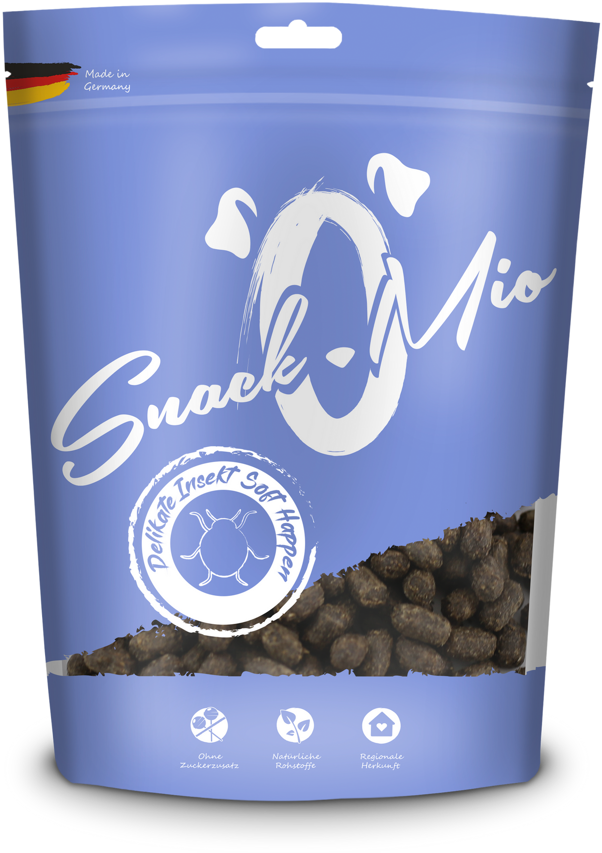 SnackOMio Leckerli für Hunde - delikate Insekten Soft Happen 125g