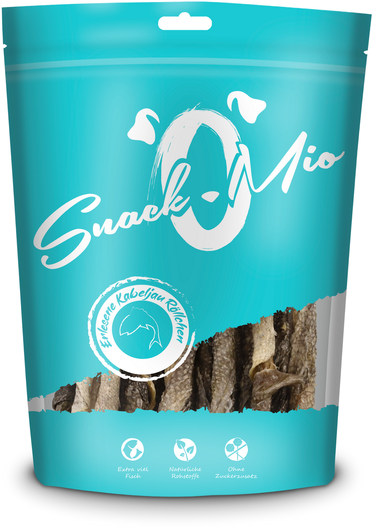 SnackOMio Leckerli für Hunde - erlesene Kabeljau Röllchen 70g
