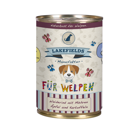 Lakefields Nassfutter Dosenfleisch-Menü Rind für Welpen aller Rassen