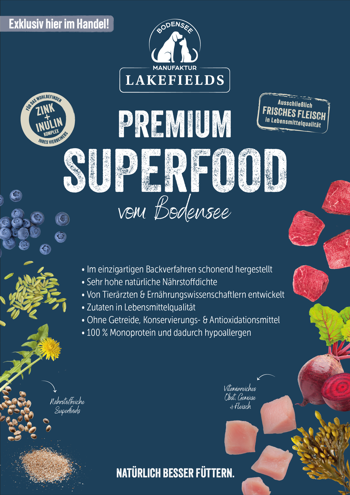 Trockenfutter getreidefrei Lakefields SUPERFOOD Premium LANDHUHN für Welpen