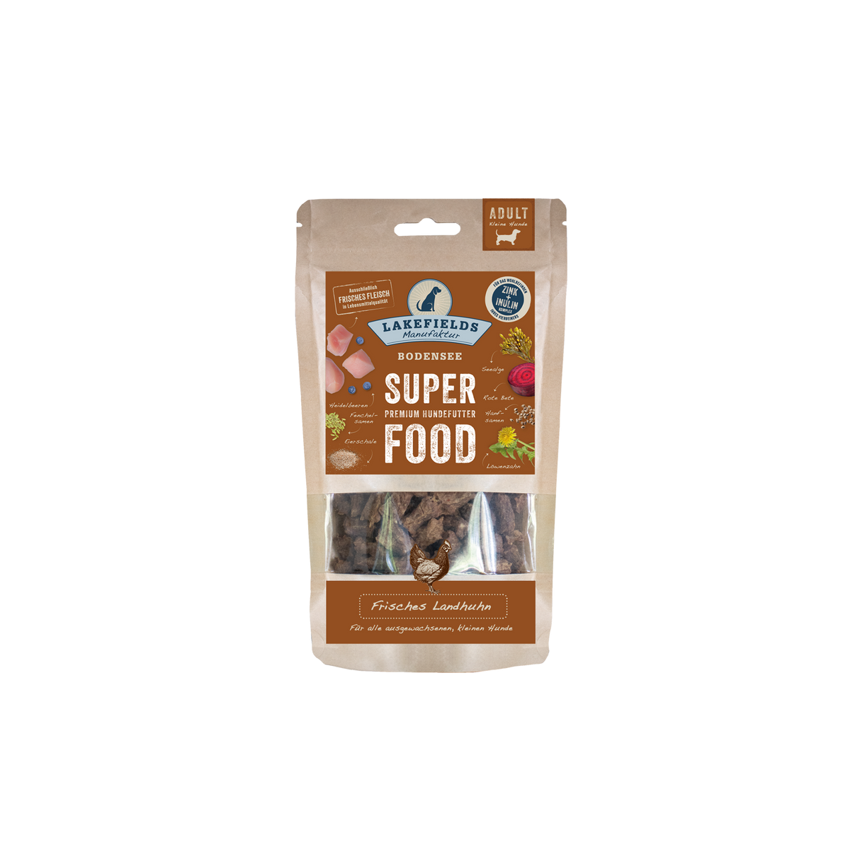 Trockenfutter Lakefields getreidefrei SUPERFOOD Premium LANDHUHN für kleine Hunde
